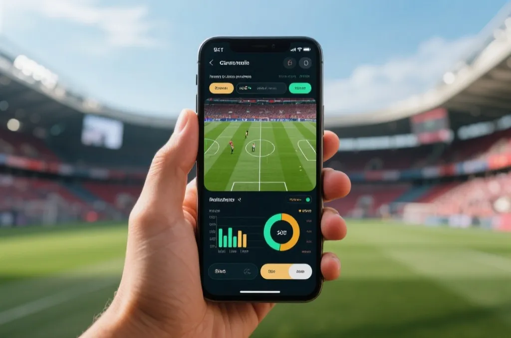 球迷手持手机查看2026世界杯App独家视频与互动界面